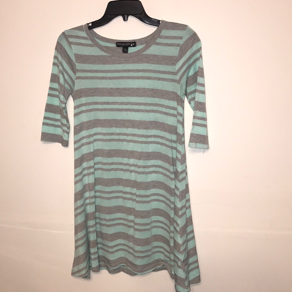 Women’s blue & gray casual dress with sleeves